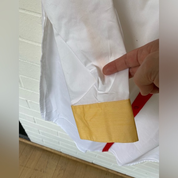 NWT NEW YORK & Co. White button down Tunic Shirt Red Yellow & Blue Cuffs Sz M - Picture 5 of 16